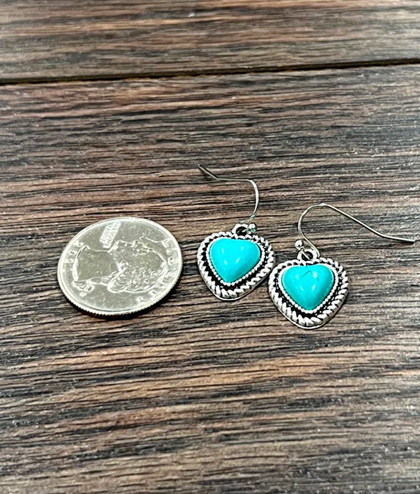 Heart Synthetic Turquoise Earrings