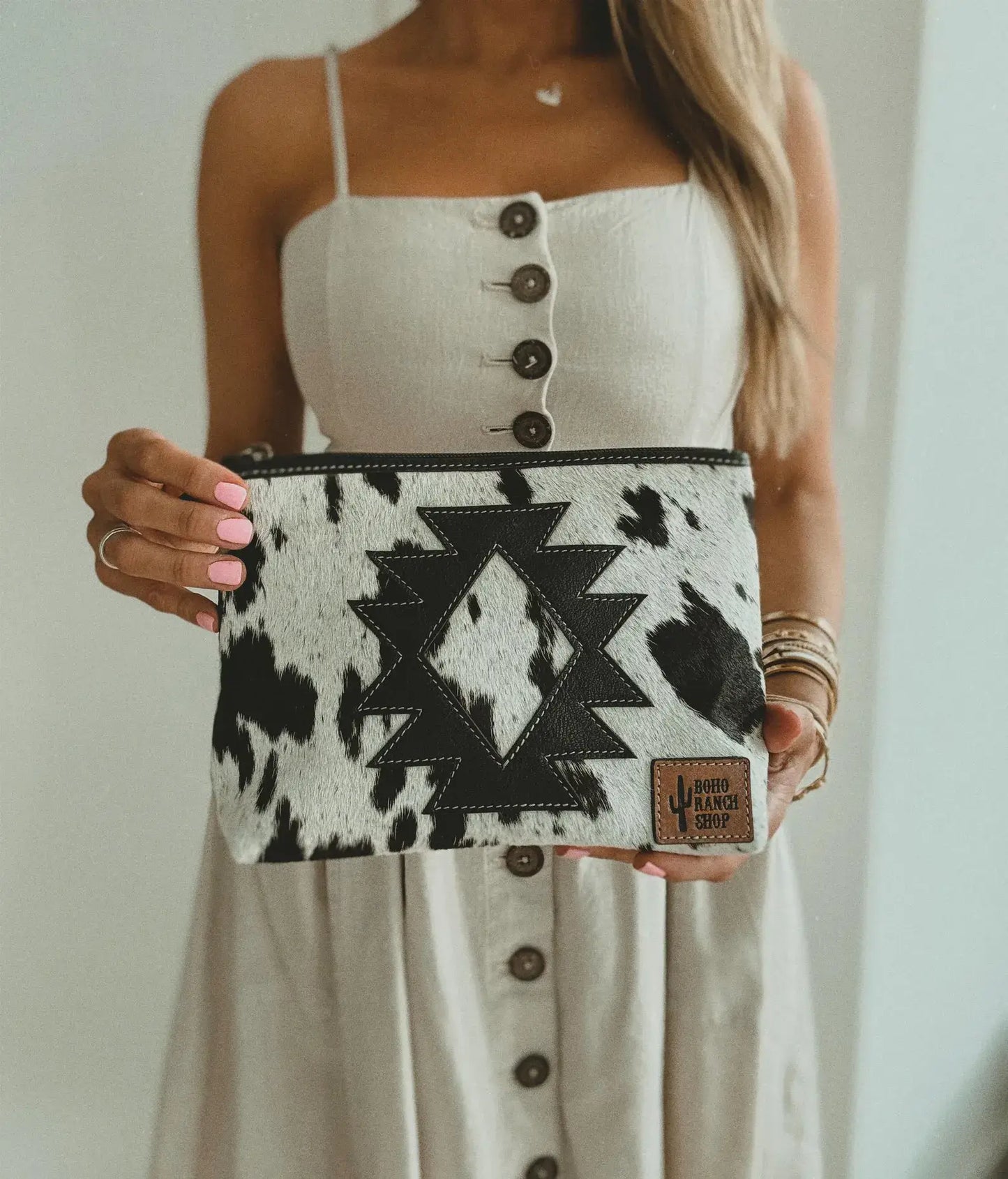 COWHIDE AZTEC MAKEUP bag Genuine Hair On travel