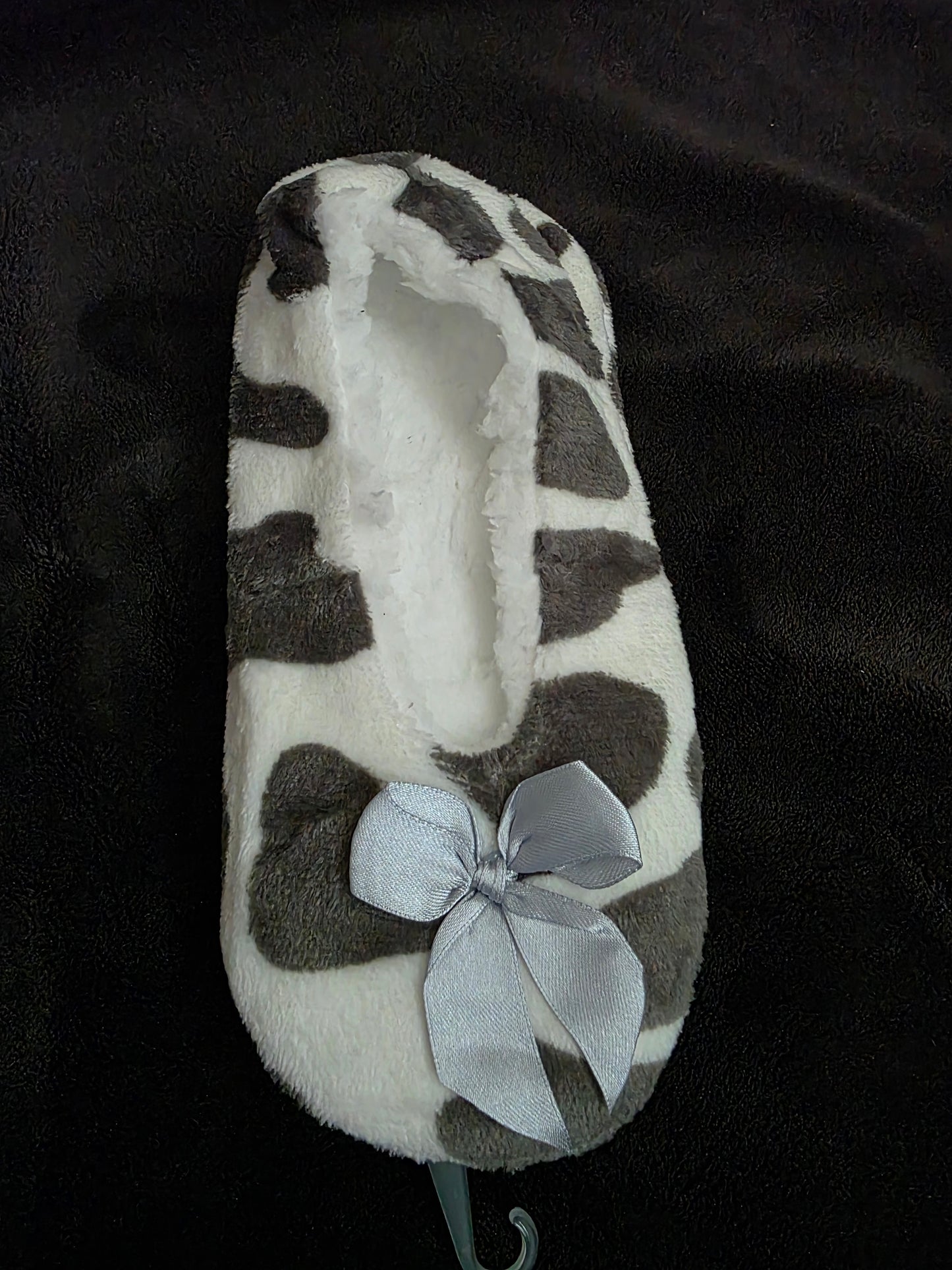 Cow Print Fuzzy Sherpa Fleece Lounge Sock Slippers