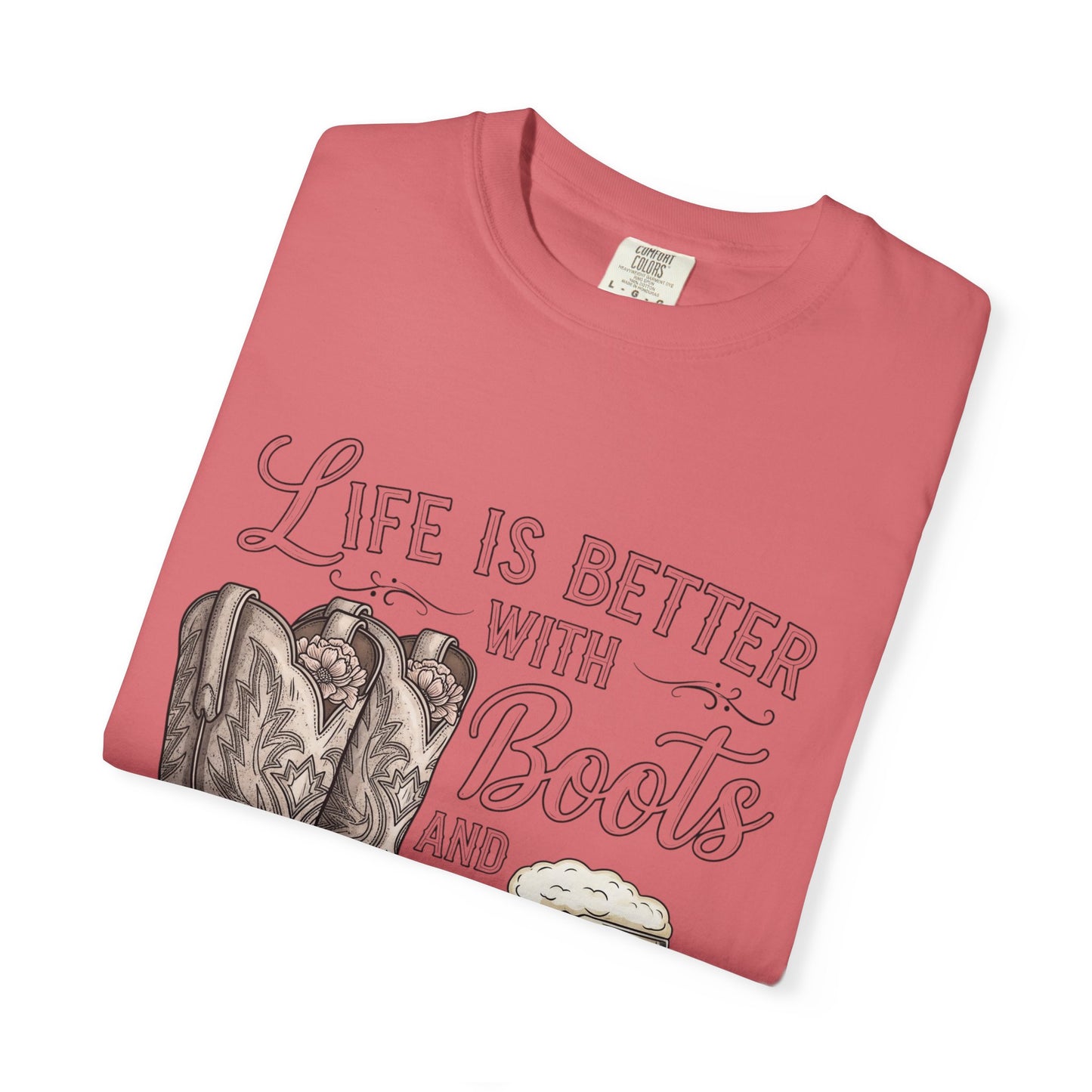 Life is Better with Boots and Beer T-Shirt, Cowboy Tee, Rustic Apparel, Western Style Shirt, Gift for Beer Lovers