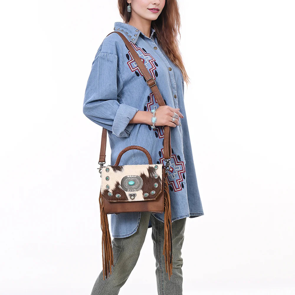 Crossbody Hair On Genuine Leather Western Women Bag