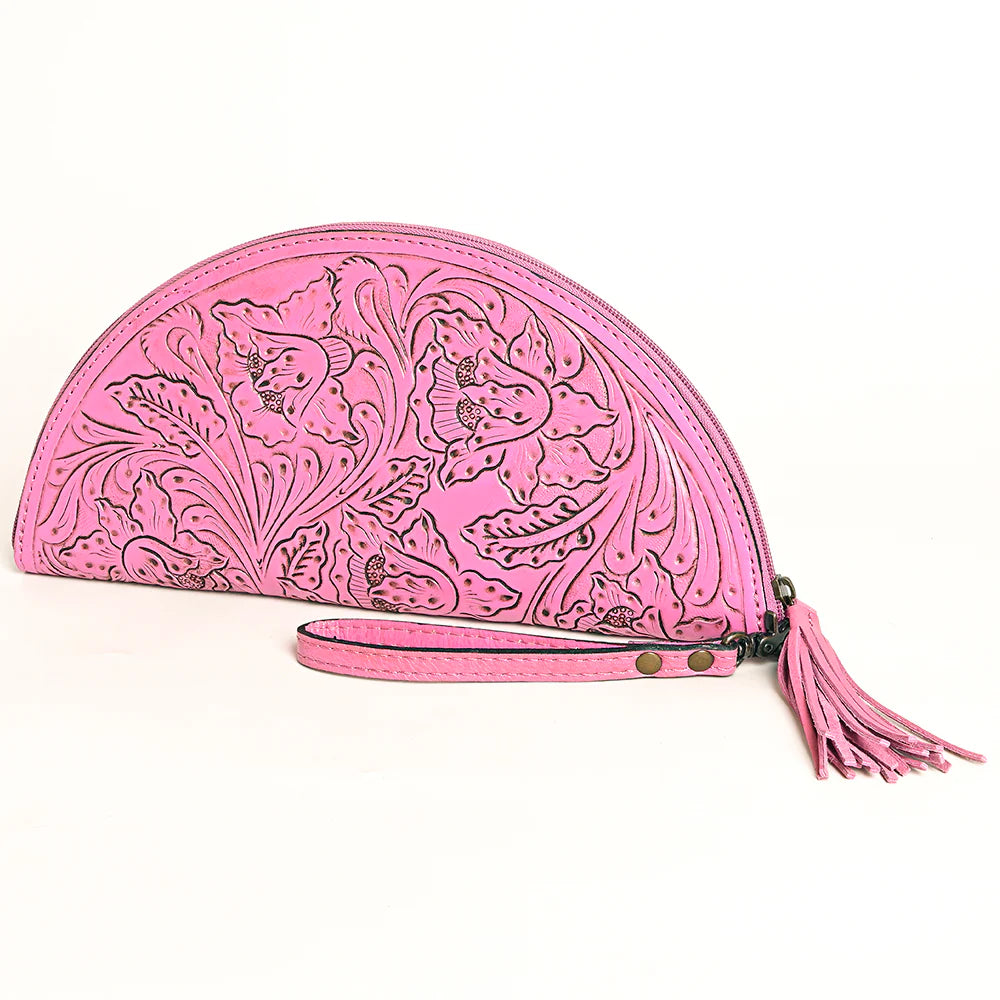 Taco Clutch Handcrafted from Hand Tooled Floral Leather