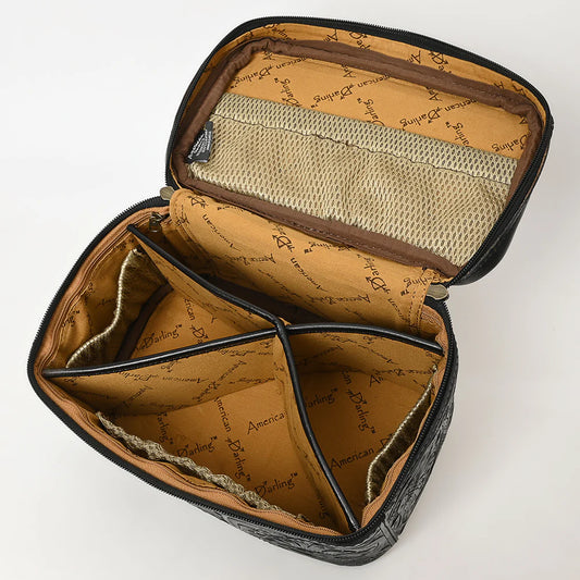 American Darling Western Hand Tooled Leather Toiletry/ Jewelry Case