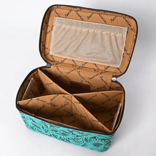 American Darling Western Hand Tooled Leather Toiletry/ Jewelry Case