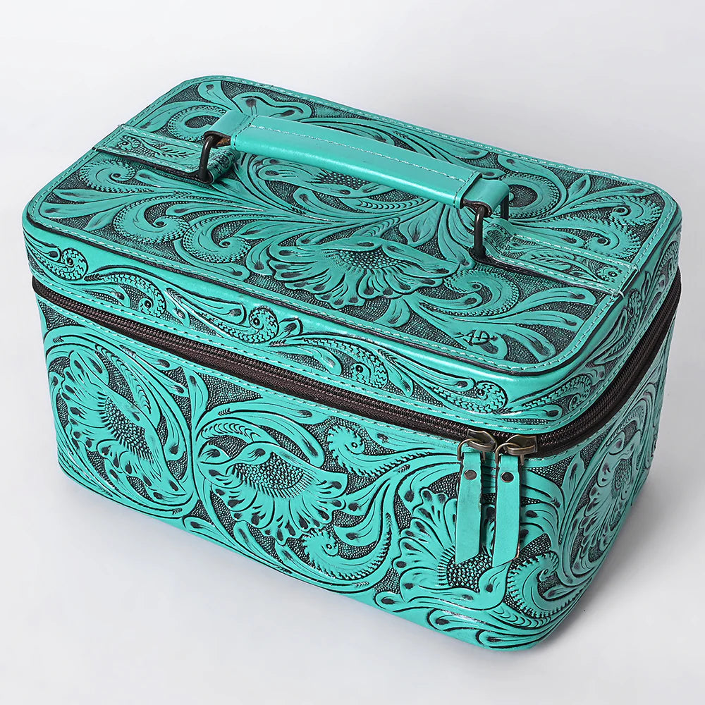 American Darling Western Hand Tooled Leather Toiletry/ Jewelry Case