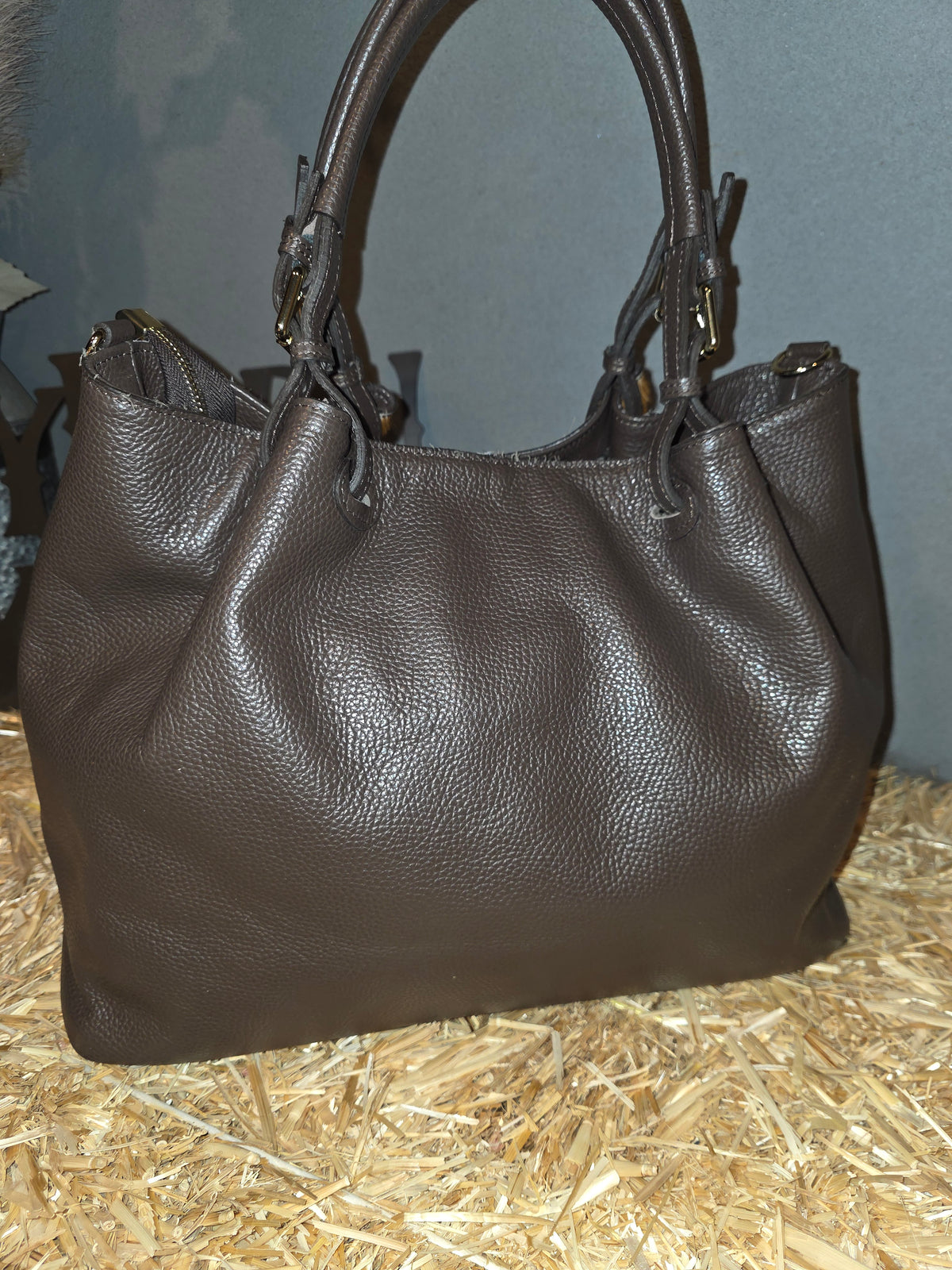 ITALIAN LEATHER HAIR ON HOBO BAG