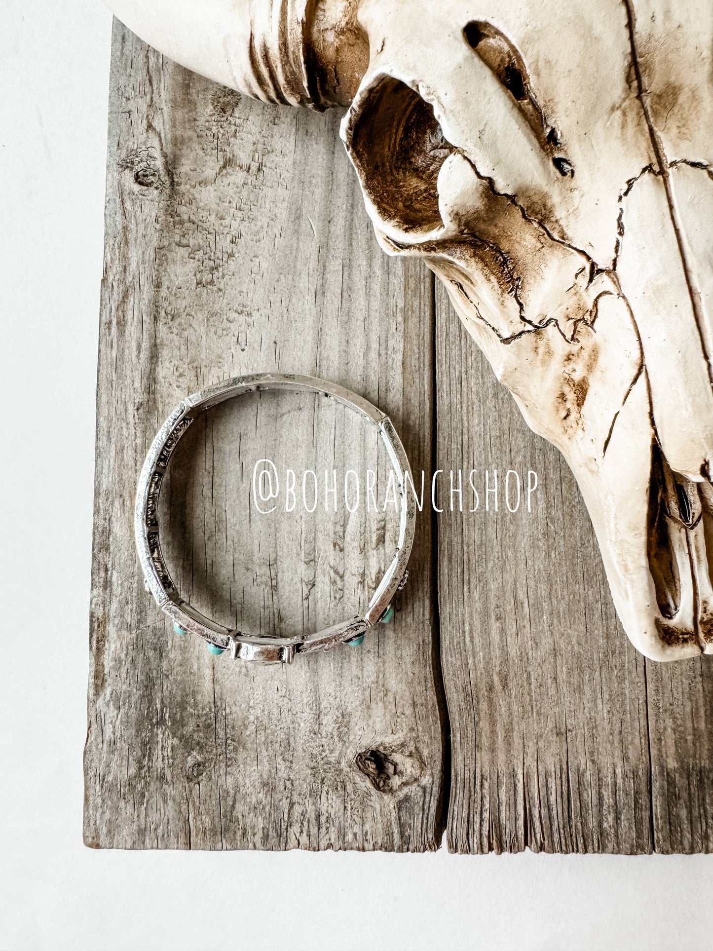Western Boho Turquoise Stone Stackable Stretch Bracelet