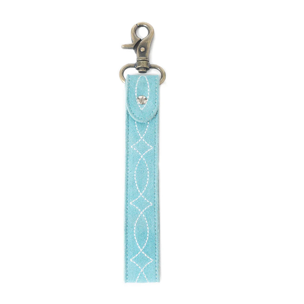 Myra Rodeo Rose Leather Key Fob in Sunset Turquoise - Single