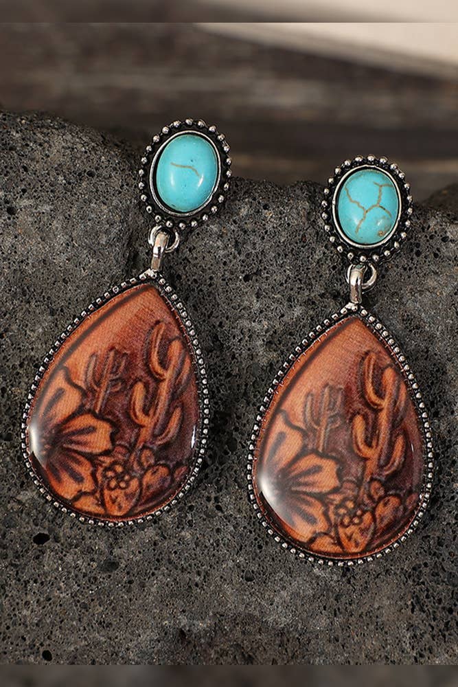 Brown Ethic Water Drop Earrings