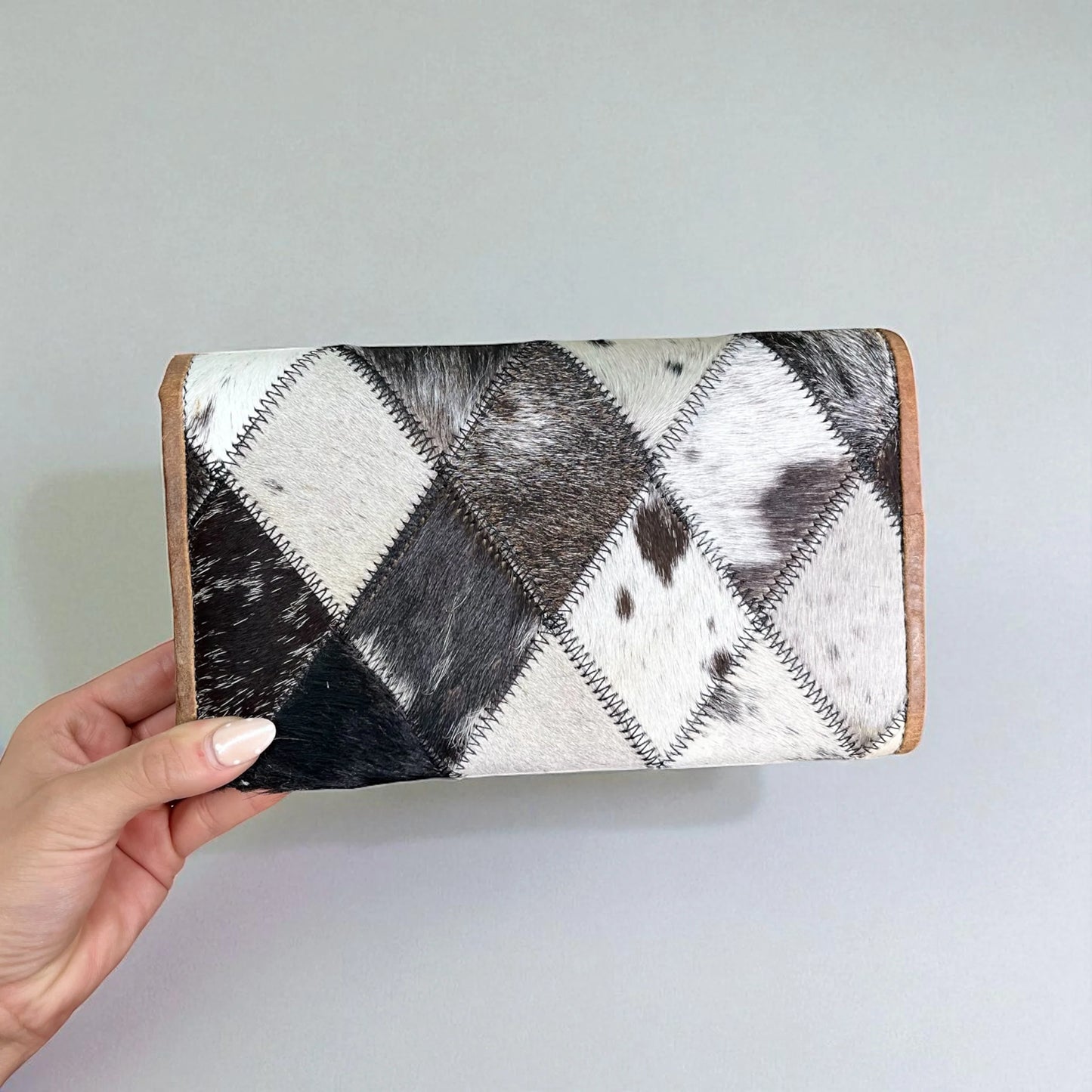 Black/white Patchwork cowhide & leather wallet