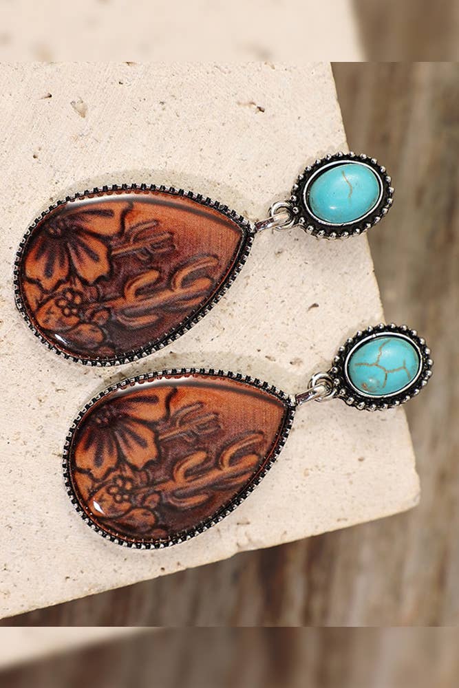 Brown Ethic Water Drop Earrings
