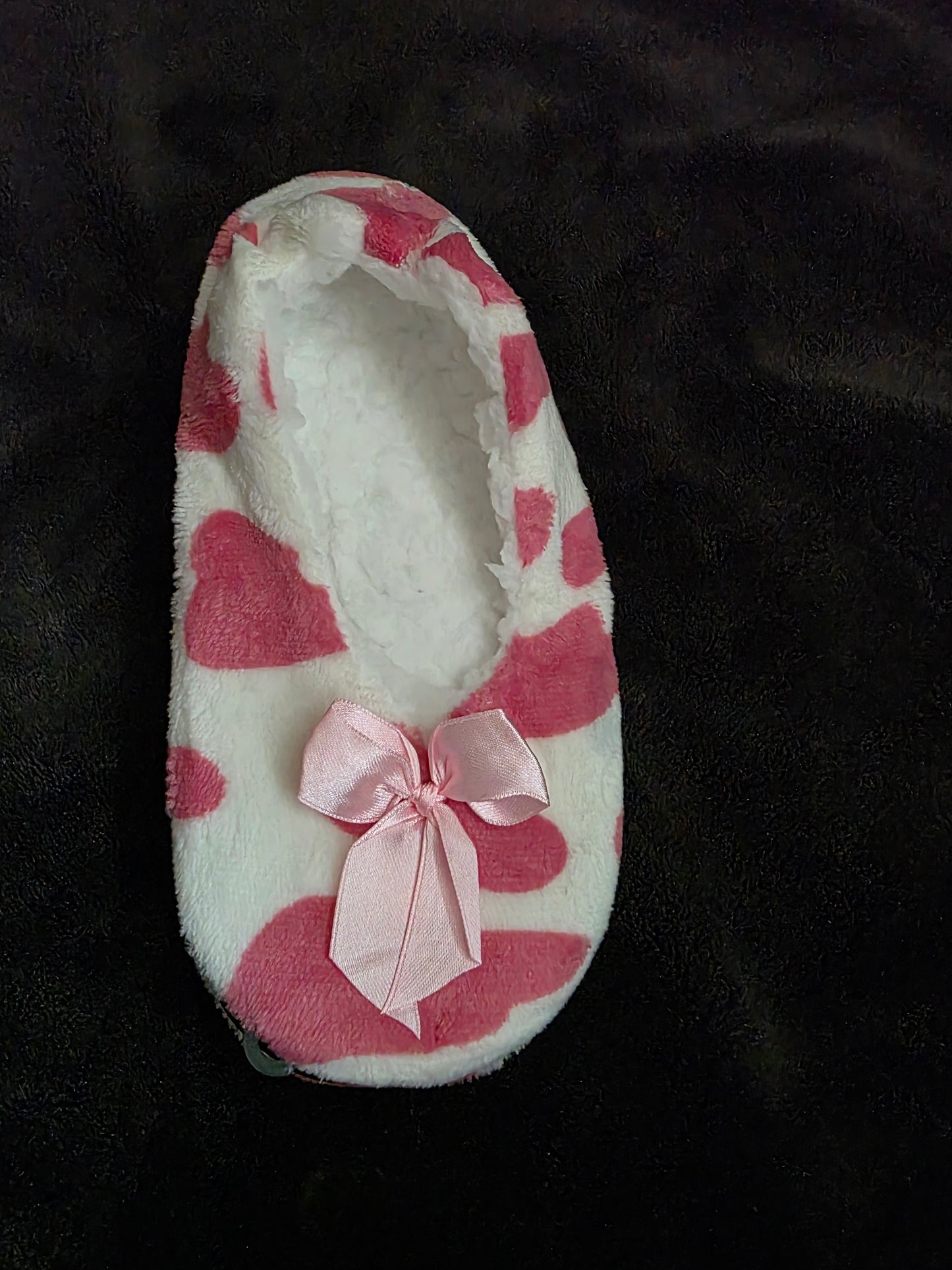 Cow Print Fuzzy Sherpa Fleece Lounge Sock Slippers