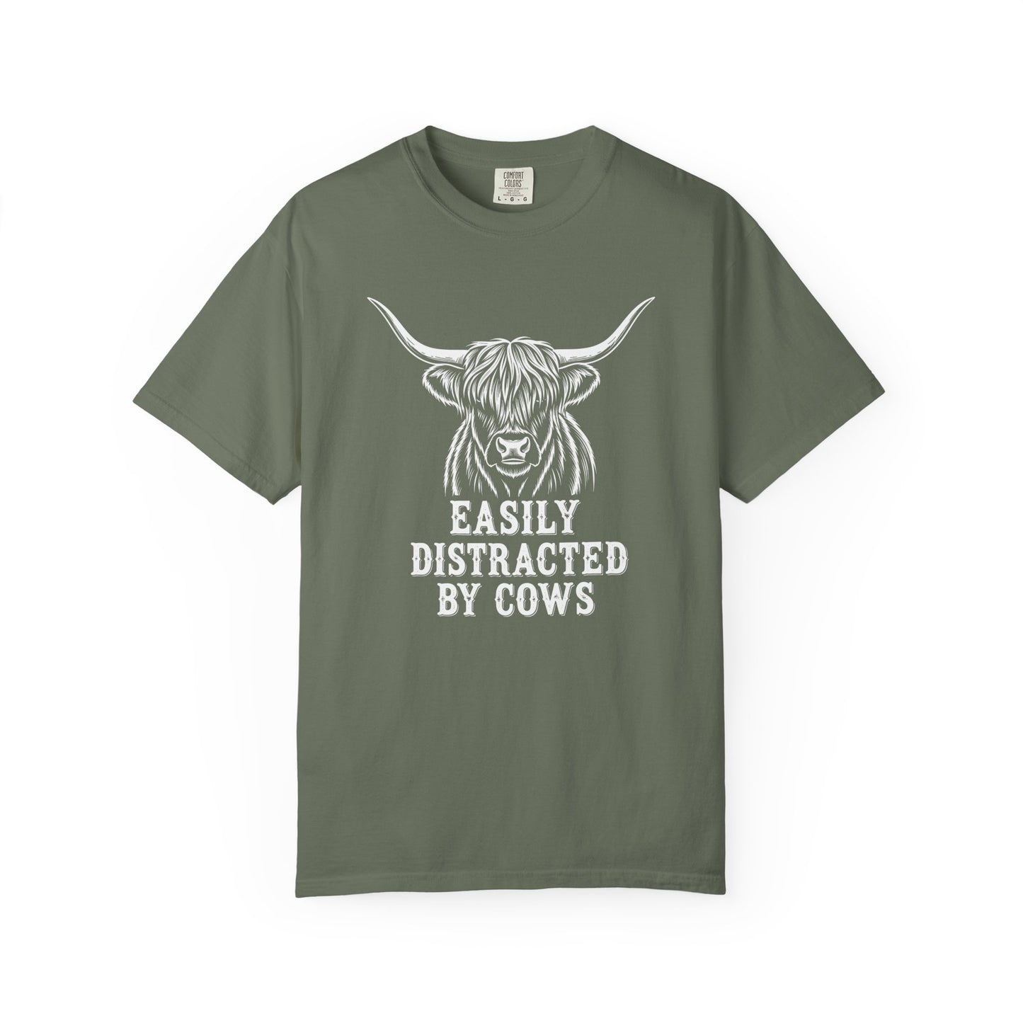 Easily Distracted by Cows T-shirt, Unisex Tee, Gift for Farmers, Animal Lover Shirt, Cute Cow Apparel, Casual Wear