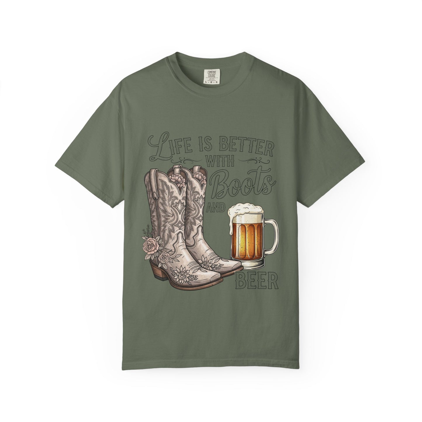 Life is Better with Boots and Beer T-Shirt, Cowboy Tee, Rustic Apparel, Western Style Shirt, Gift for Beer Lovers