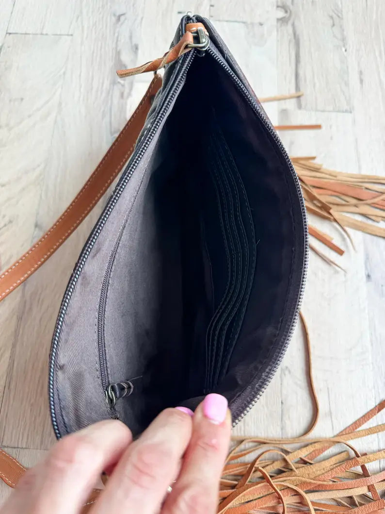 LAINEY CROSSBODY steer longhorn -quilted leather purse bag