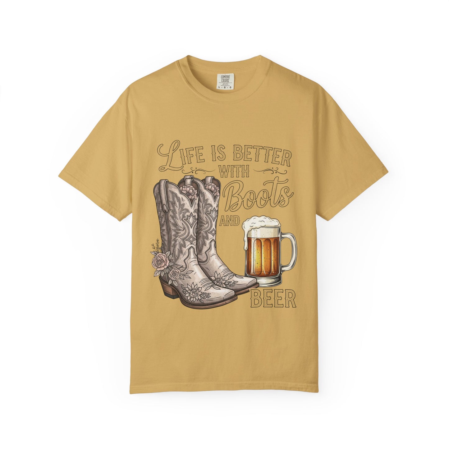 Life is Better with Boots and Beer T-Shirt, Cowboy Tee, Rustic Apparel, Western Style Shirt, Gift for Beer Lovers