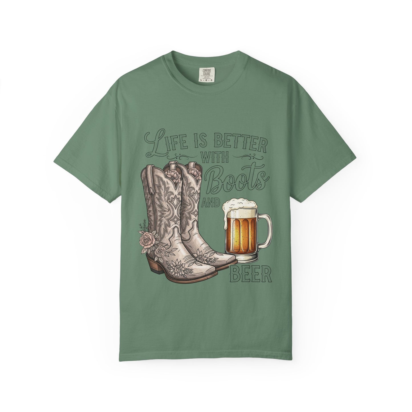 Life is Better with Boots and Beer T-Shirt, Cowboy Tee, Rustic Apparel, Western Style Shirt, Gift for Beer Lovers