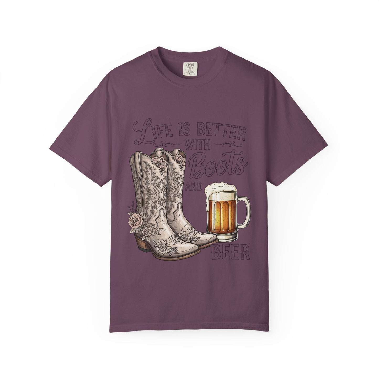 Life is Better with Boots and Beer T-Shirt, Cowboy Tee, Rustic Apparel, Western Style Shirt, Gift for Beer Lovers