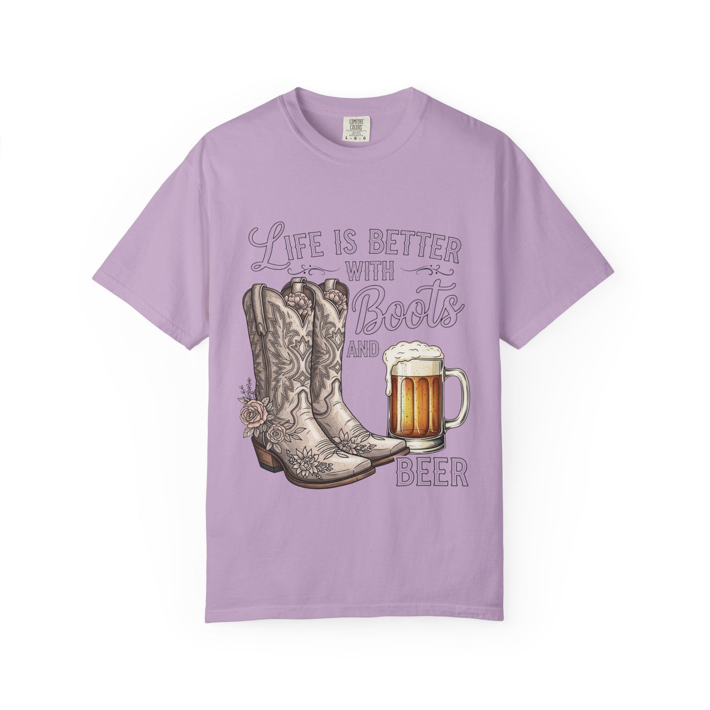 Life is Better with Boots and Beer T-Shirt, Cowboy Tee, Rustic Apparel, Western Style Shirt, Gift for Beer Lovers