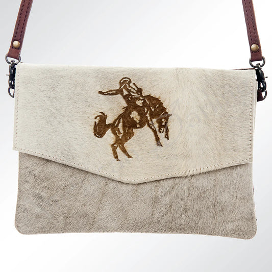 Envelope Hair on Genuine Leather Western Women Bag Handbag Purse