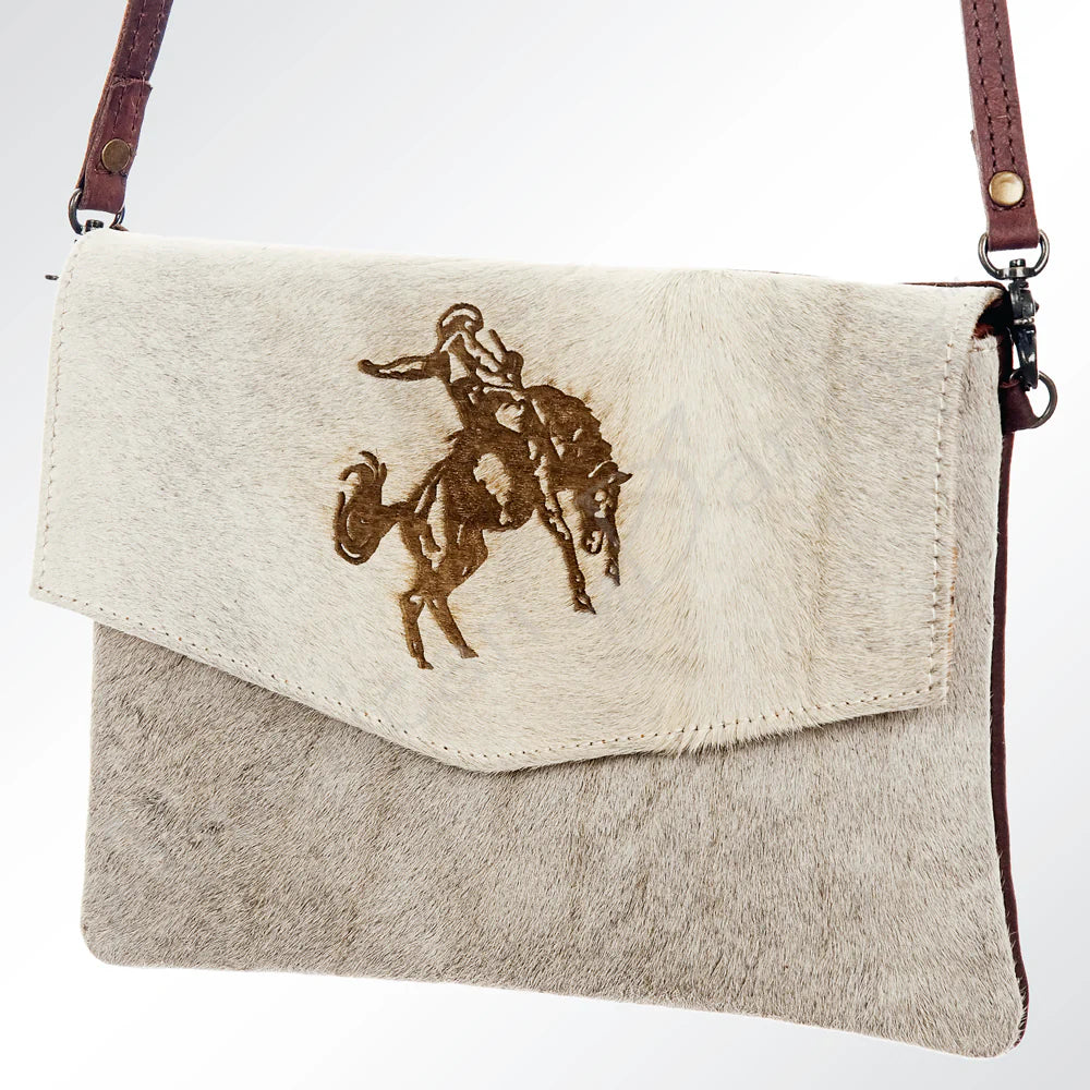 Envelope Hair on Genuine Leather Western Women Bag Handbag Purse