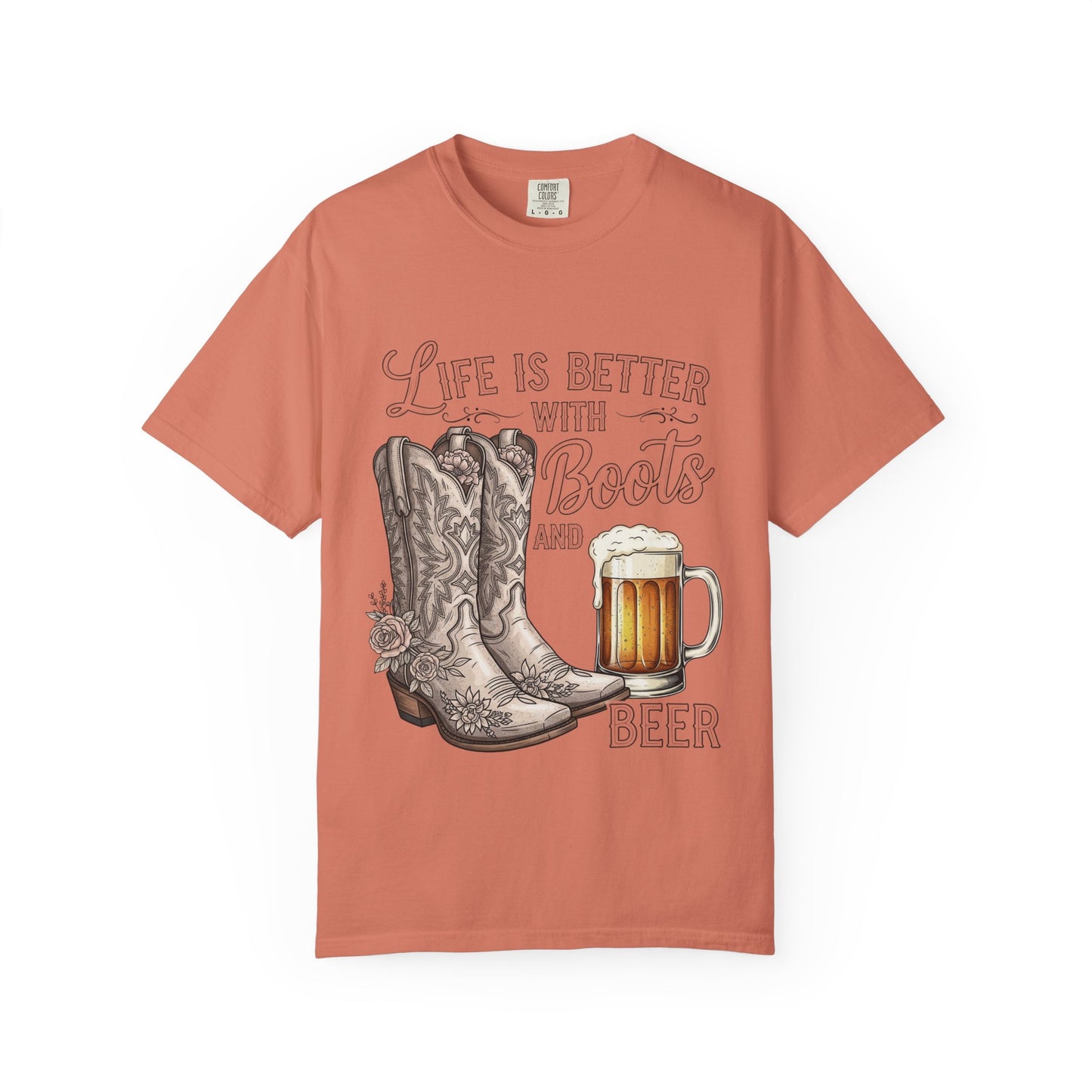 Life is Better with Boots and Beer T-Shirt, Cowboy Tee, Rustic Apparel, Western Style Shirt, Gift for Beer Lovers