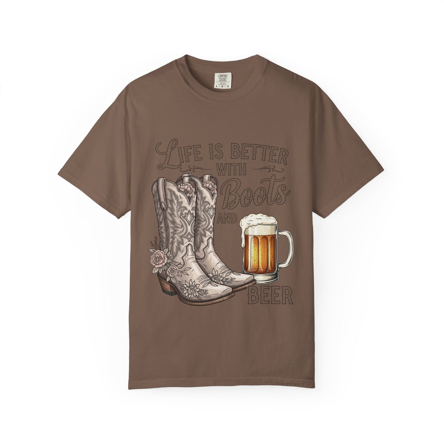 Life is Better with Boots and Beer T-Shirt, Cowboy Tee, Rustic Apparel, Western Style Shirt, Gift for Beer Lovers