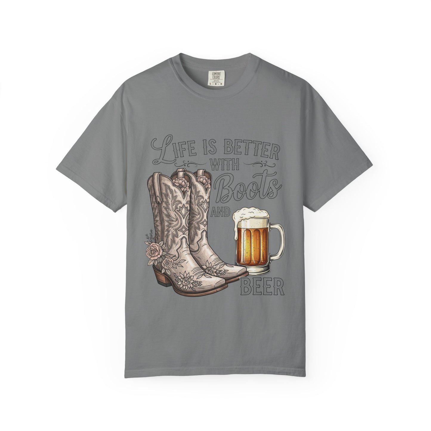 Life is Better with Boots and Beer T-Shirt, Cowboy Tee, Rustic Apparel, Western Style Shirt, Gift for Beer Lovers
