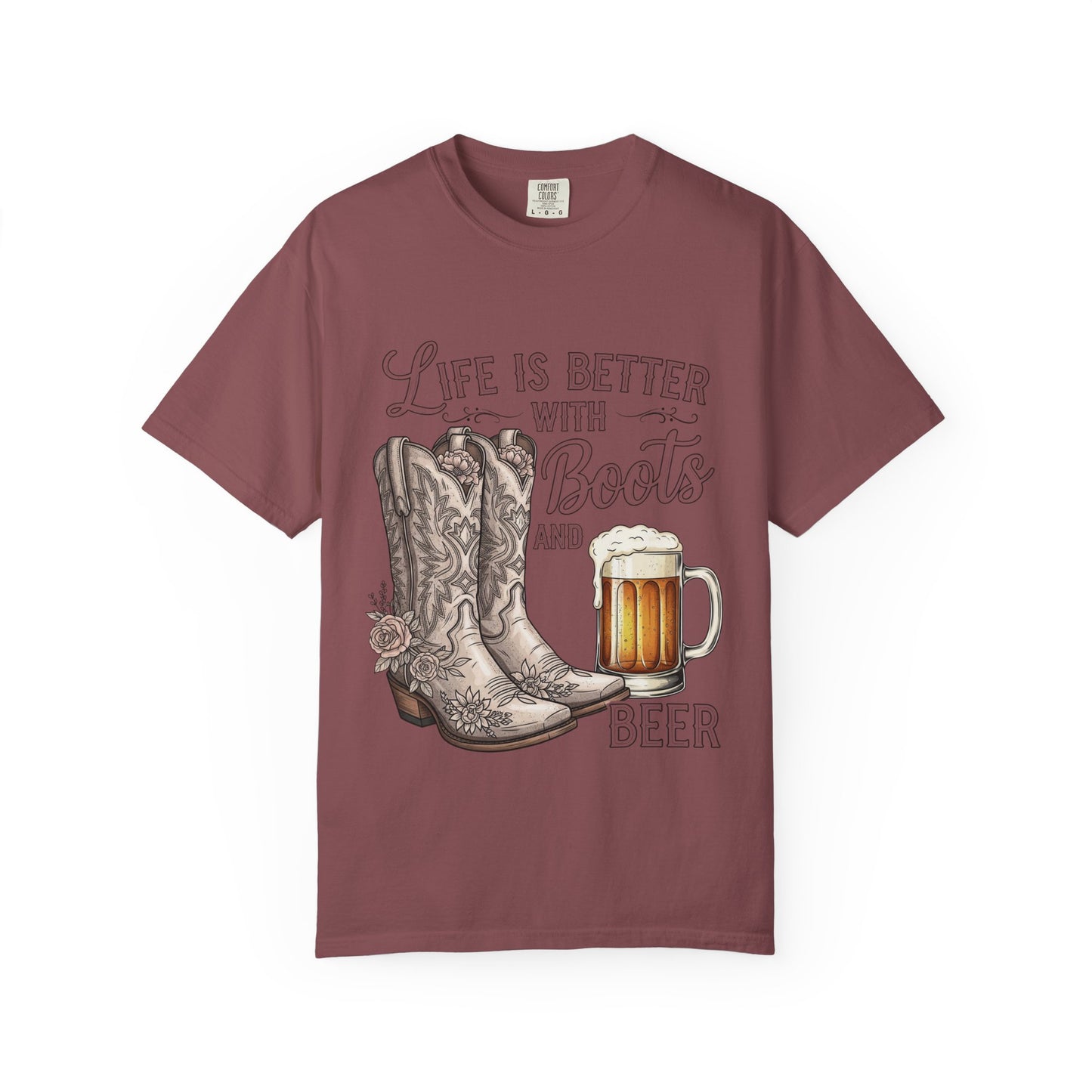 Life is Better with Boots and Beer T-Shirt, Cowboy Tee, Rustic Apparel, Western Style Shirt, Gift for Beer Lovers