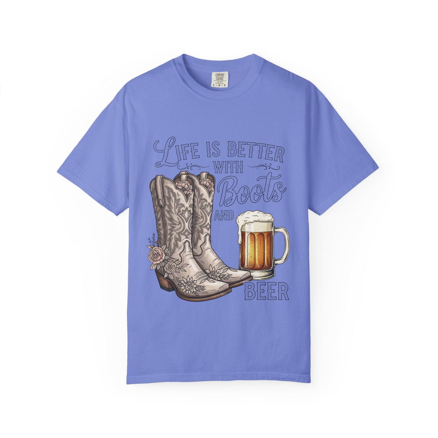 Life is Better with Boots and Beer T-Shirt, Cowboy Tee, Rustic Apparel, Western Style Shirt, Gift for Beer Lovers