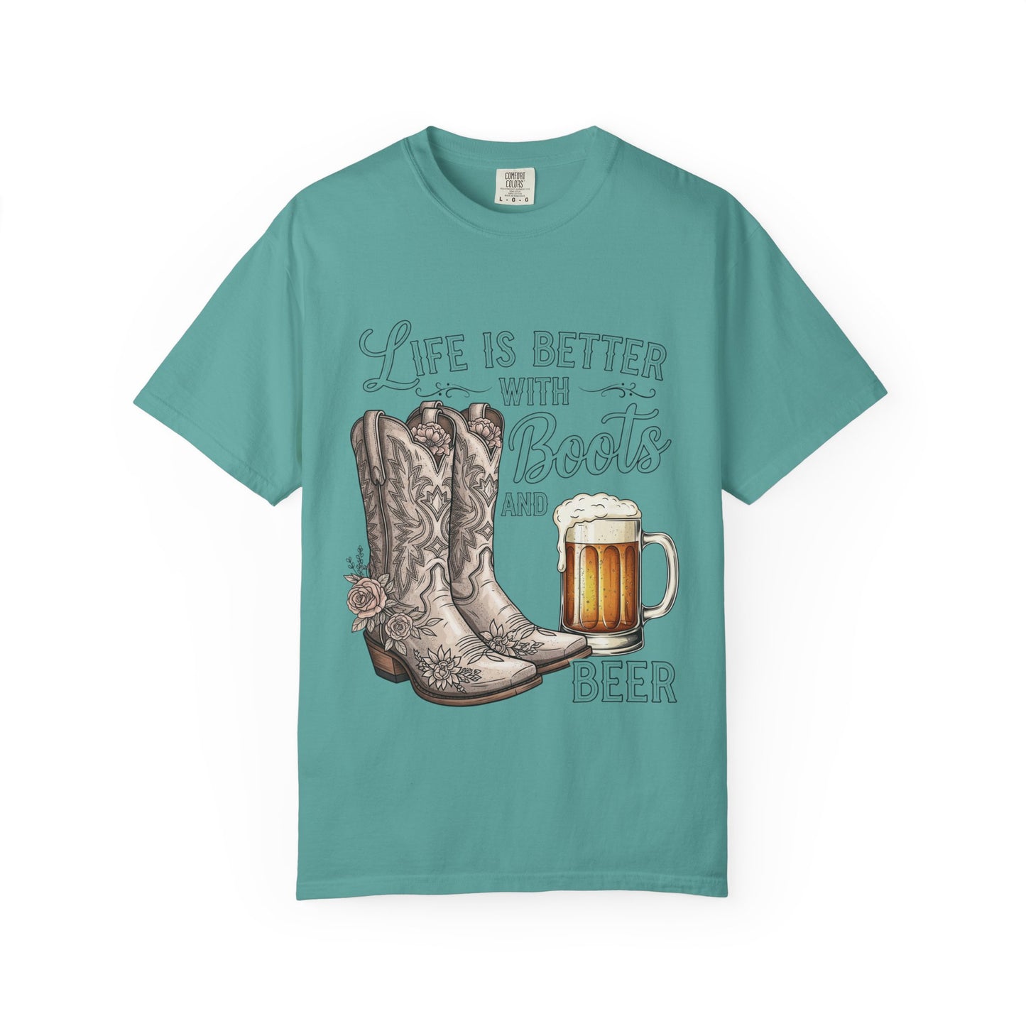 Life is Better with Boots and Beer T-Shirt, Cowboy Tee, Rustic Apparel, Western Style Shirt, Gift for Beer Lovers