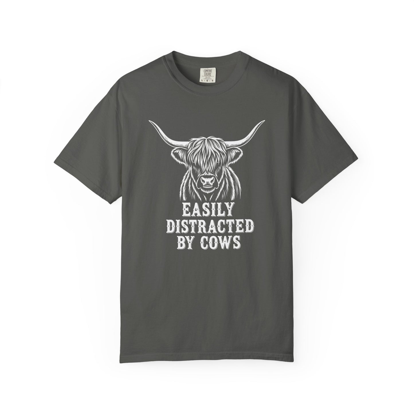 Easily Distracted by Cows T-shirt, Unisex Tee, Gift for Farmers, Animal Lover Shirt, Cute Cow Apparel, Casual Wear