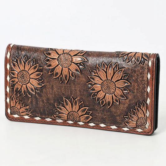 Hand Tooled Genuine Leather Sunflower Wallet