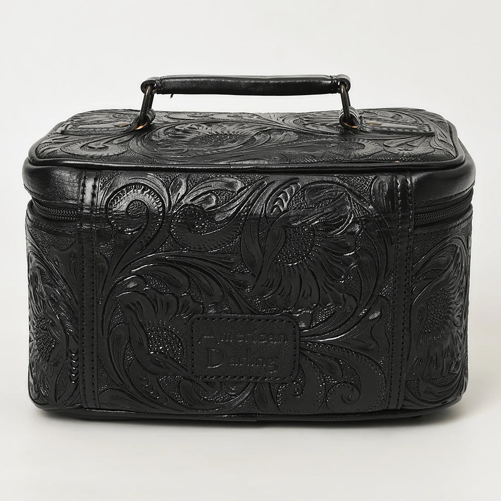 American Darling Western Hand Tooled Leather Toiletry/ Jewelry Case