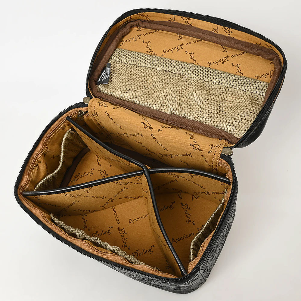 American Darling Western Hand Tooled Leather Toiletry/ Jewelry Case