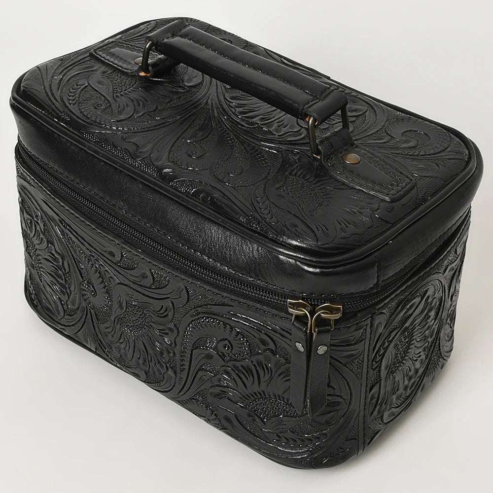 American Darling Western Hand Tooled Leather Toiletry/ Jewelry Case