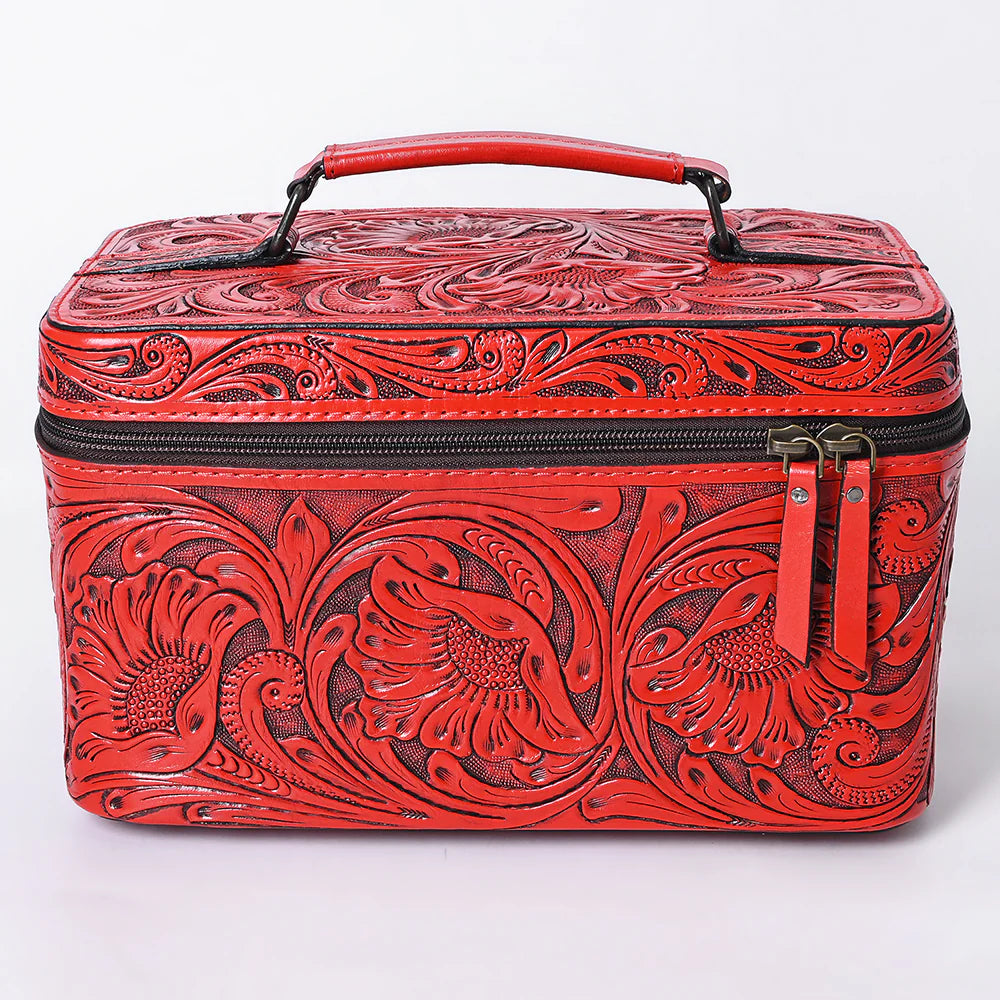 American Darling Western Hand Tooled Leather Toiletry/ Jewelry Case