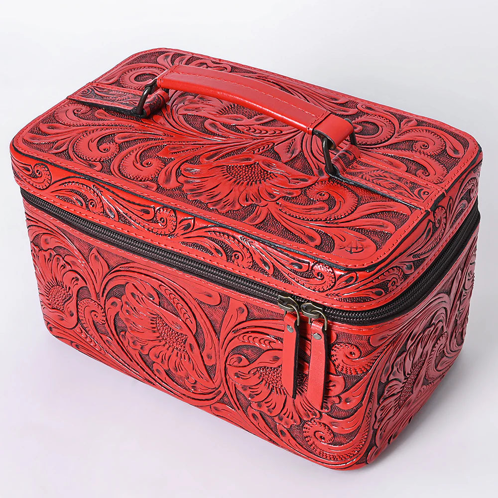 American Darling Western Hand Tooled Leather Toiletry/ Jewelry Case