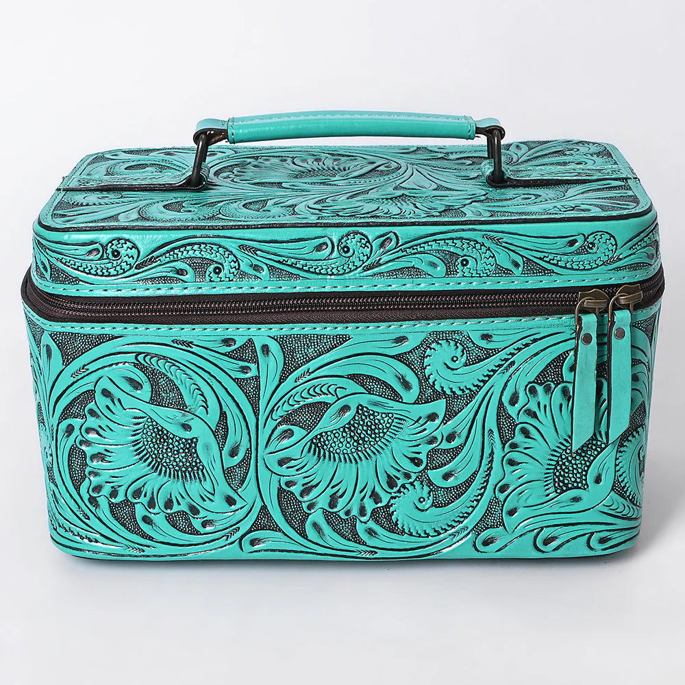 American Darling Western Hand Tooled Leather Toiletry/ Jewelry Case