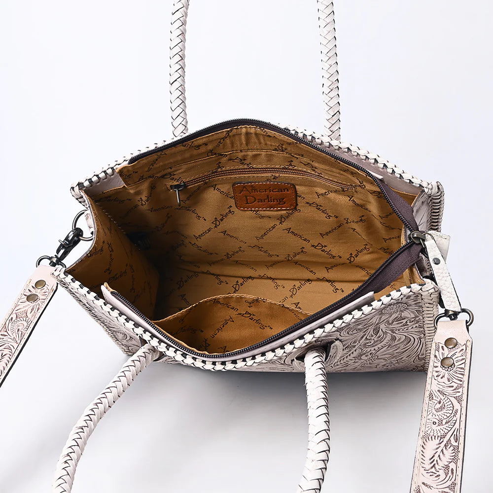Hand-Tooled Leather Tote-Western Floral Cowgirl Shoulder Bag