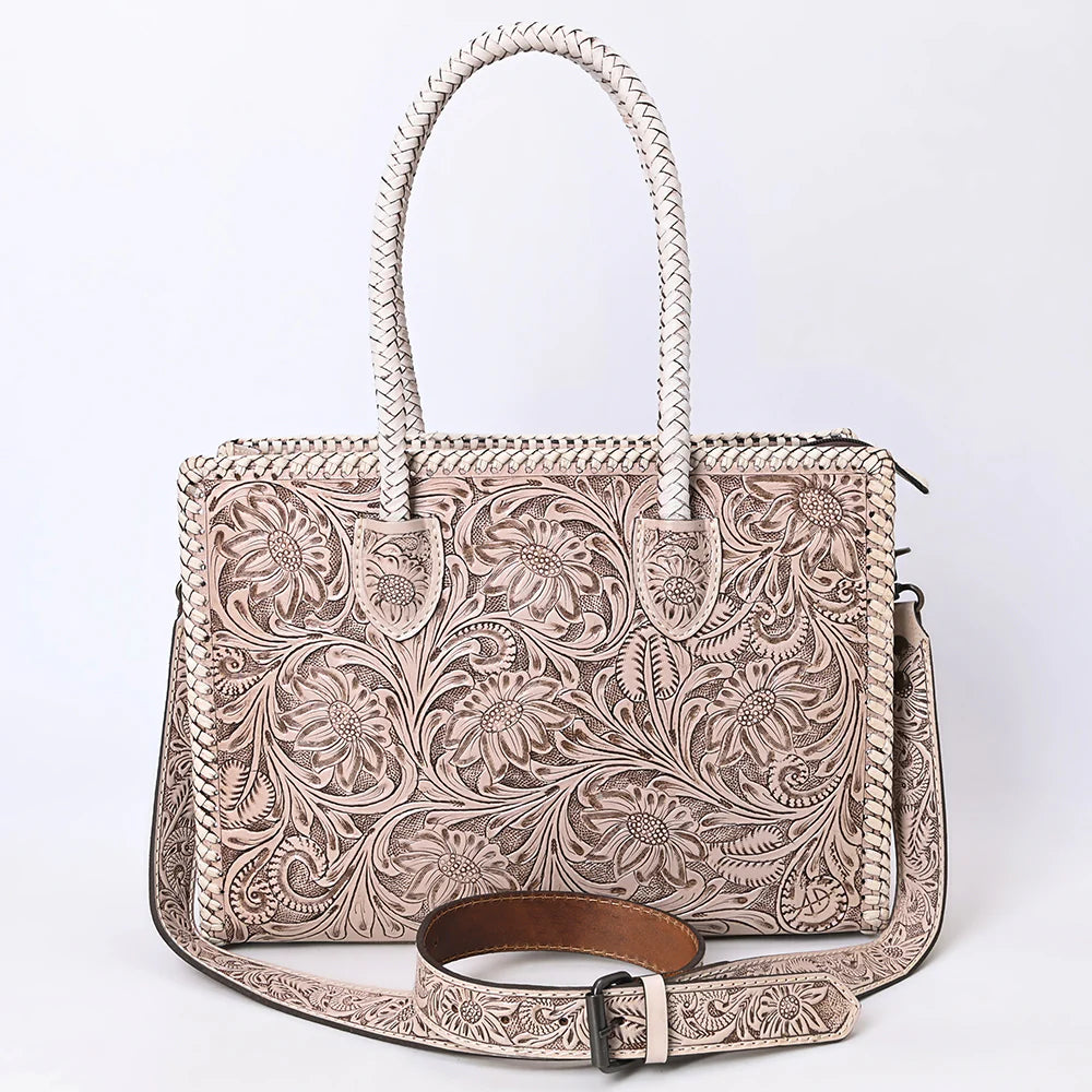 Hand-Tooled Leather Tote-Western Floral Cowgirl Shoulder Bag