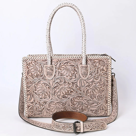 Hand-Tooled Leather Tote-Western Floral Cowgirl Shoulder Bag