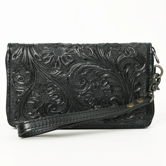 Clutch Hand Tooled Genuine Leather Western Women Wallet