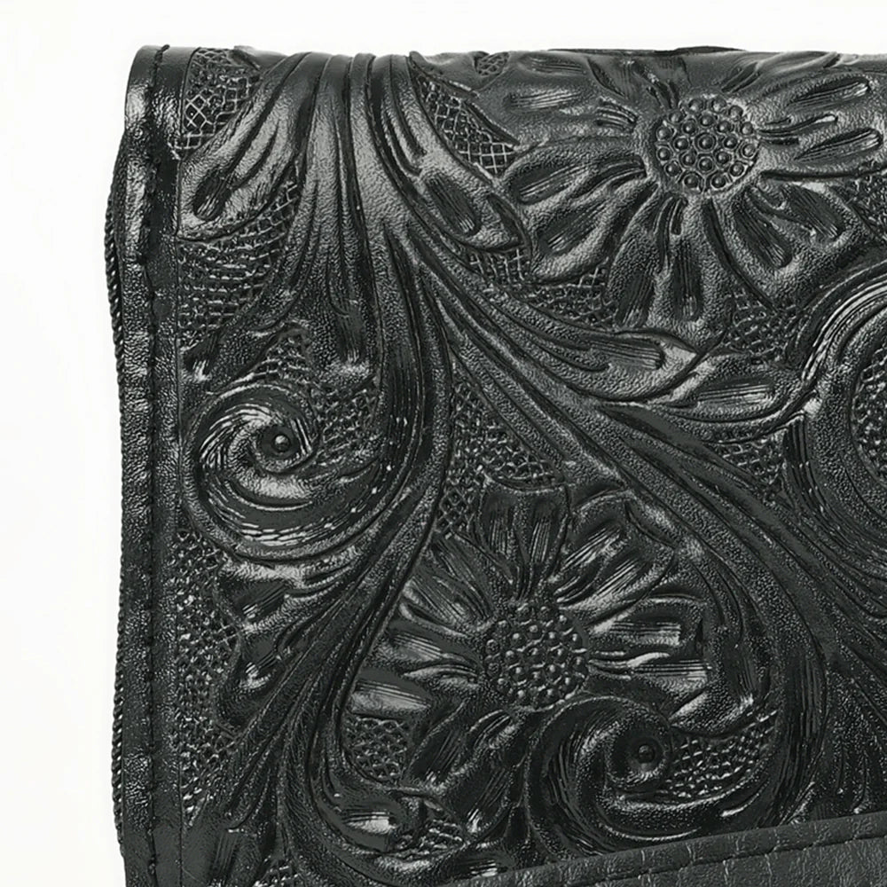 Clutch Hand Tooled Genuine Leather Western Women Wallet