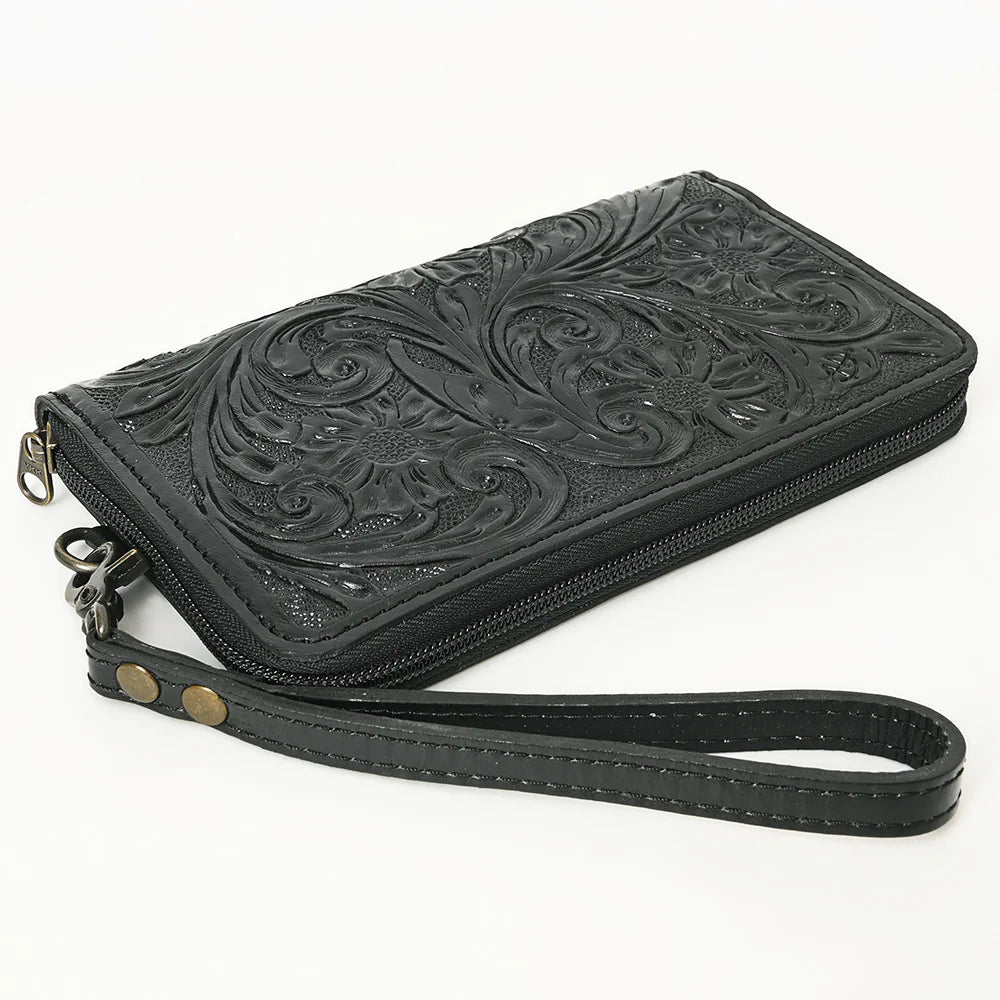 Clutch Hand Tooled Genuine Leather Western Women Wallet