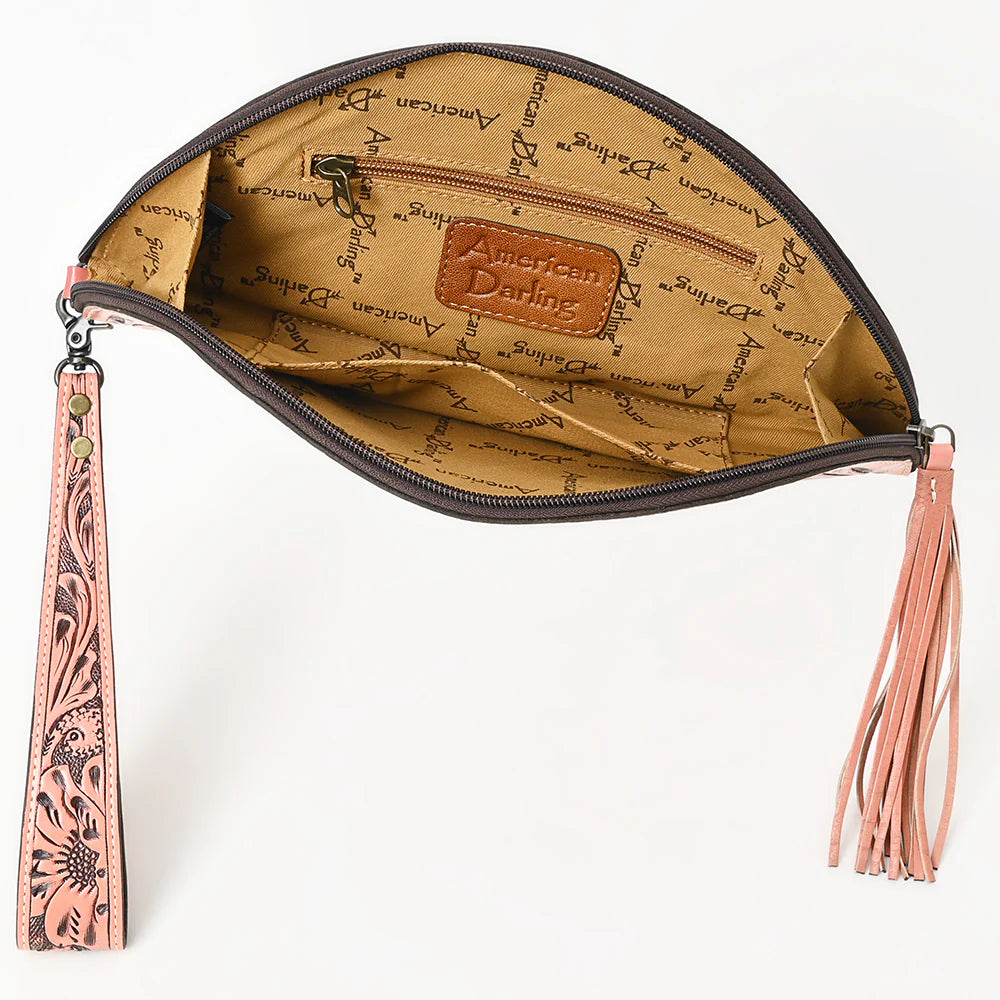 Taco Clutch Handcrafted from Hand Tooled Floral Leather