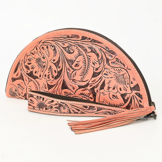 Taco Clutch Handcrafted from Hand Tooled Floral Leather