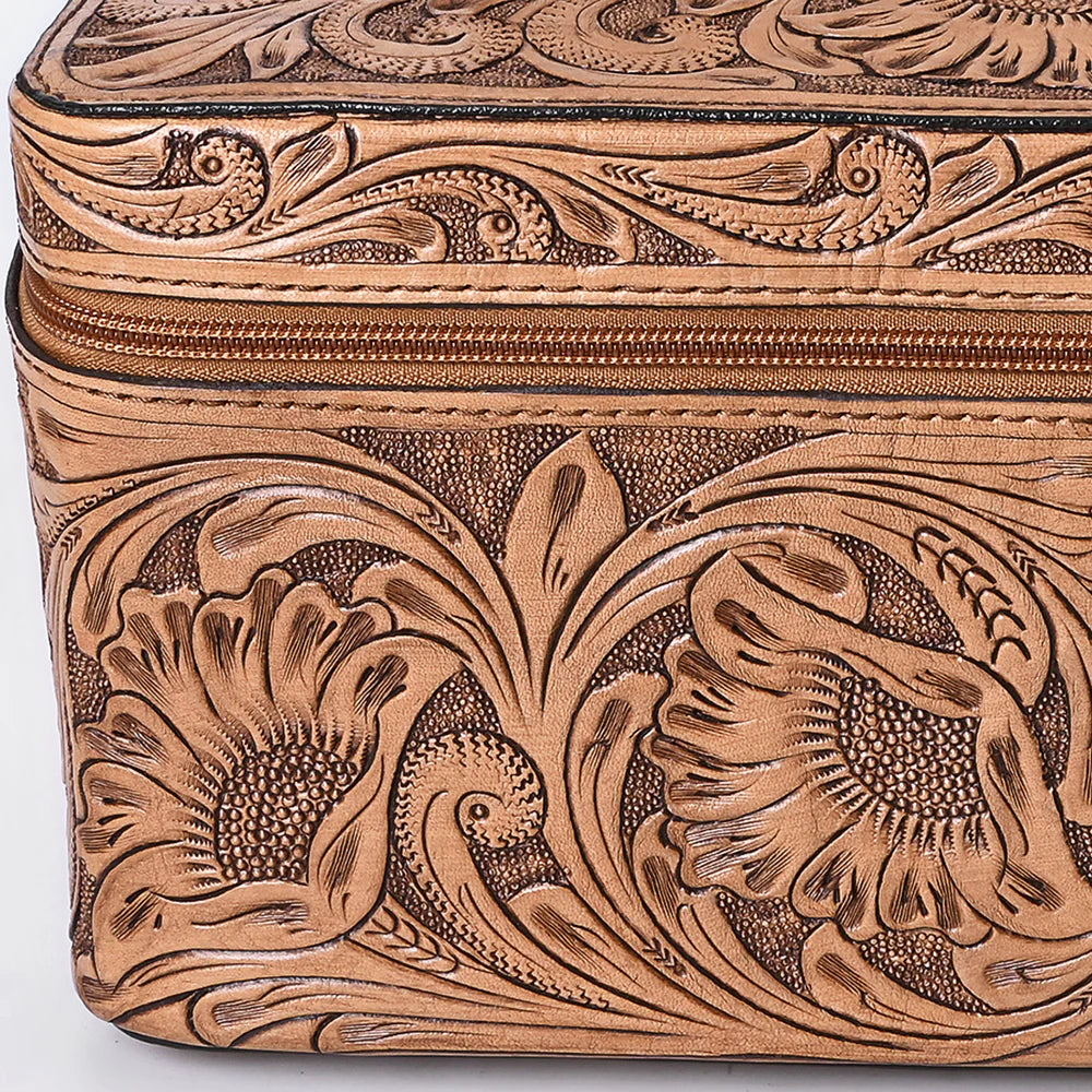 American Darling Western Hand Tooled Leather Toiletry/ Jewelry Case