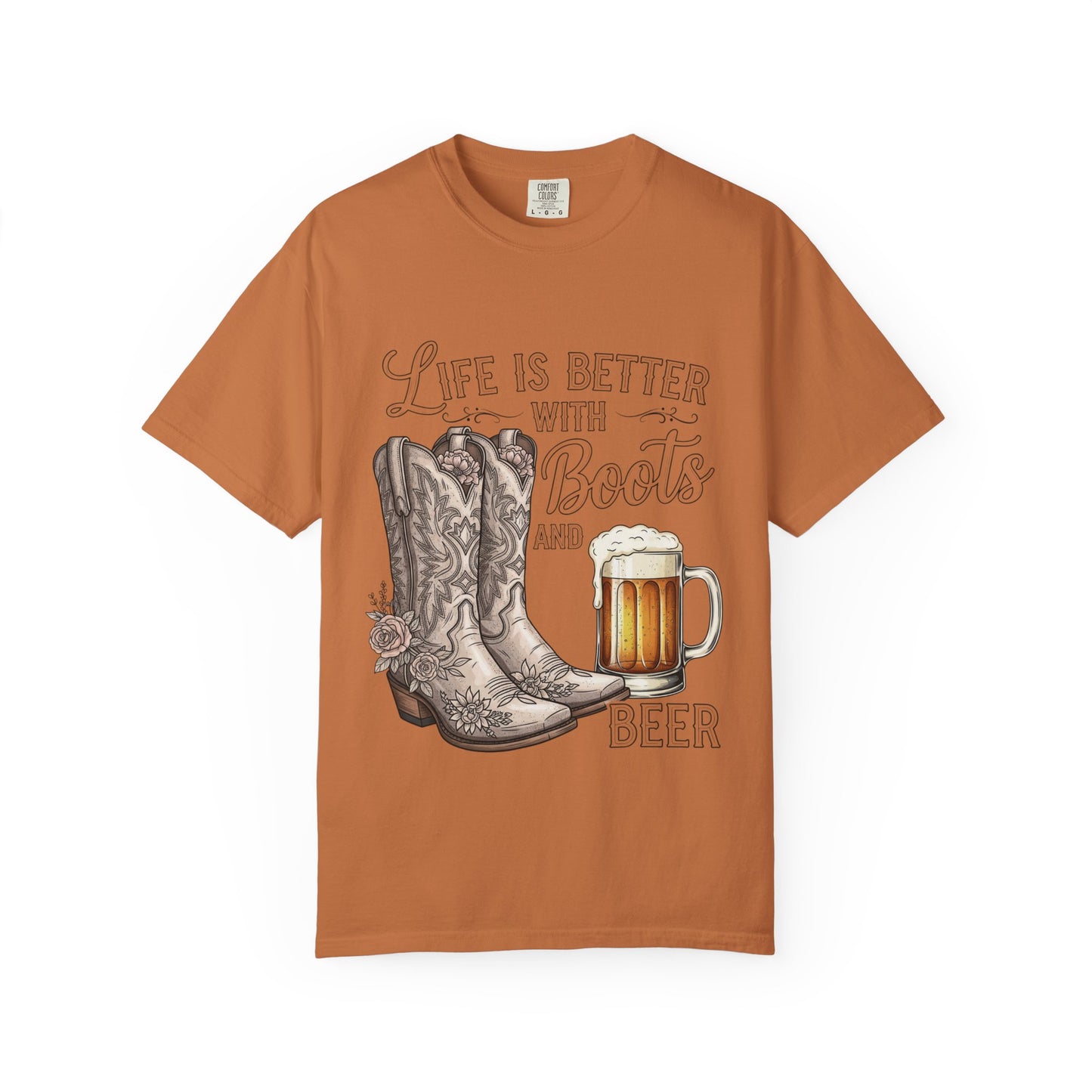 Life is Better with Boots and Beer T-Shirt, Cowboy Tee, Rustic Apparel, Western Style Shirt, Gift for Beer Lovers