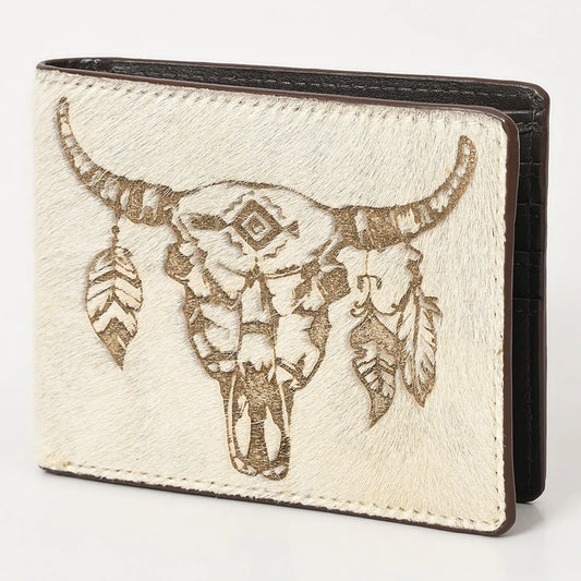 Western Hair-On Leather Rodeo Wallet - Engraved Design